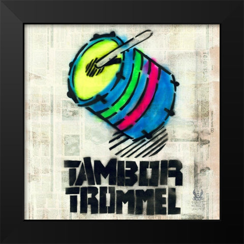Tambor Black Modern Wood Framed Art Print by Eliot