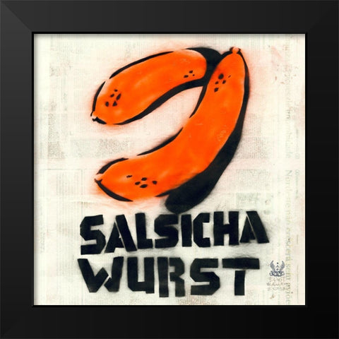 Salsicha Black Modern Wood Framed Art Print by Eliot