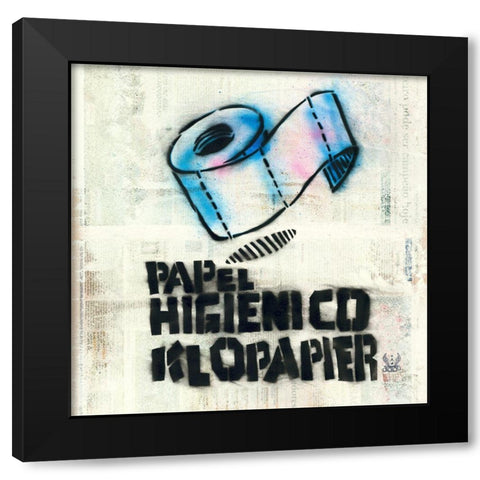Papel Higienico Black Modern Wood Framed Art Print with Double Matting by Eliot