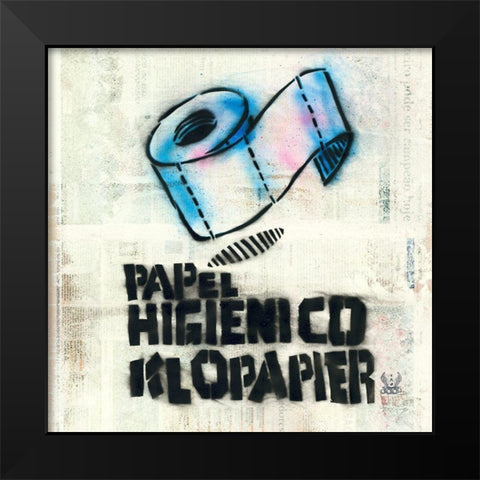 Papel Higienico Black Modern Wood Framed Art Print by Eliot