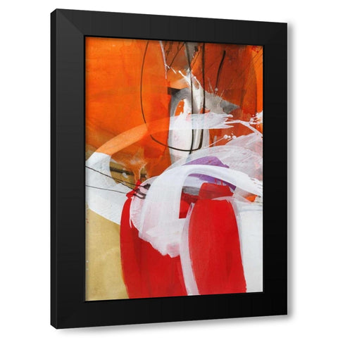 Red Expression I Black Modern Wood Framed Art Print with Double Matting by Ruttkau,El