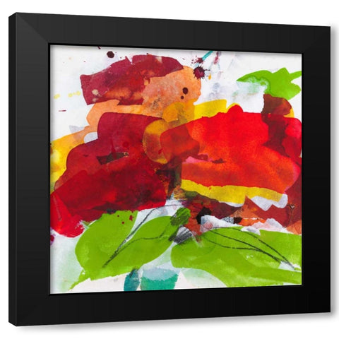 Red Blossom Black Modern Wood Framed Art Print by Ruttkau, El