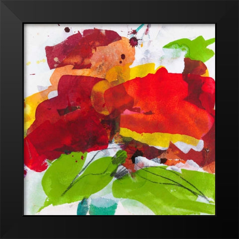 Red Blossom Black Modern Wood Framed Art Print by Ruttkau, El