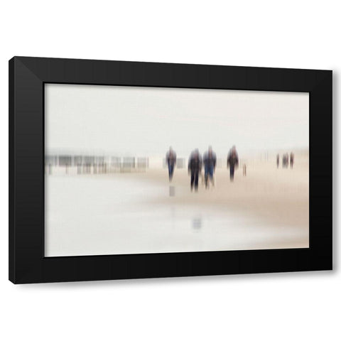 Walking People II Black Modern Wood Framed Art Print by Rossmeissl, Gerhard