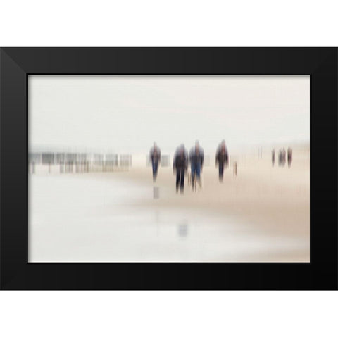 Walking People II Black Modern Wood Framed Art Print by Rossmeissl, Gerhard