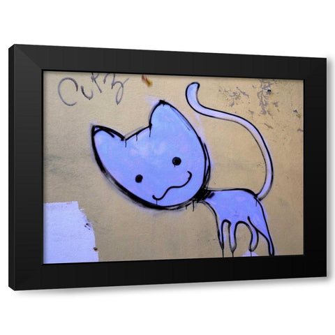 Katze 1 Black Modern Wood Framed Art Print with Double Matting by Weissing, Gerd