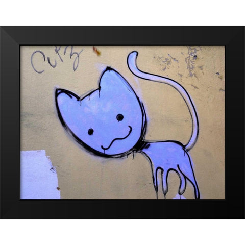 Katze 1 Black Modern Wood Framed Art Print by Weissing, Gerd