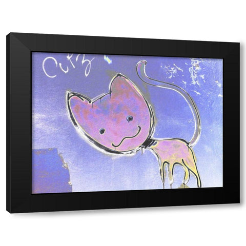 Katze 2 Black Modern Wood Framed Art Print with Double Matting by Weissing, Gerd