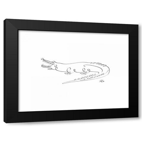 Crocodile Black Modern Wood Framed Art Print by Mahdavi, Gholam Reza