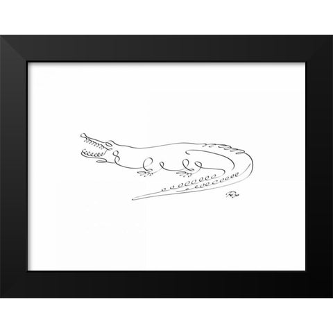 Crocodile Black Modern Wood Framed Art Print by Mahdavi, Gholam Reza