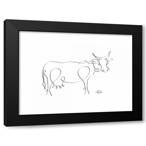 Cow Black Modern Wood Framed Art Print by Mahdavi, Gholam Reza