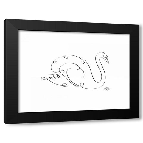 Swan Black Modern Wood Framed Art Print by Mahdavi, Gholam Reza