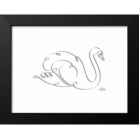 Swan Black Modern Wood Framed Art Print by Mahdavi, Gholam Reza