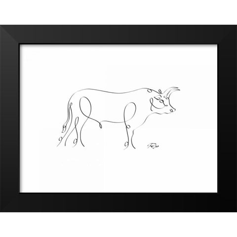 Bull Black Modern Wood Framed Art Print by Mahdavi, Gholam Reza