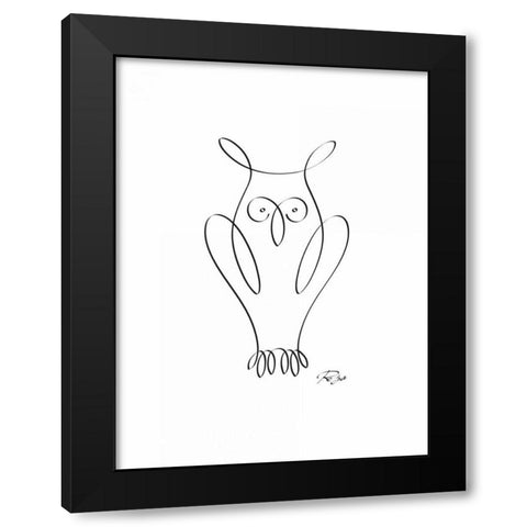 Owl Black Modern Wood Framed Art Print by Mahdavi, Gholam Reza