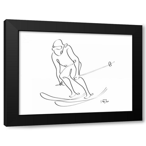 Skier Black Modern Wood Framed Art Print by Mahdavi, Gholam Reza