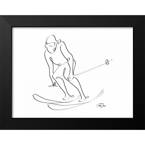 Skier Black Modern Wood Framed Art Print by Mahdavi, Gholam Reza