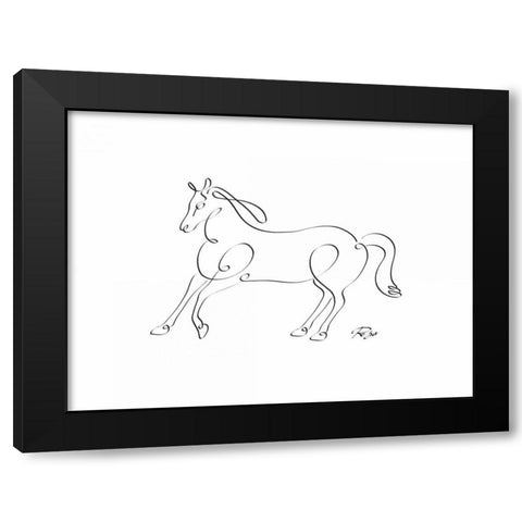 Horse Black Modern Wood Framed Art Print by Mahdavi, Gholam Reza