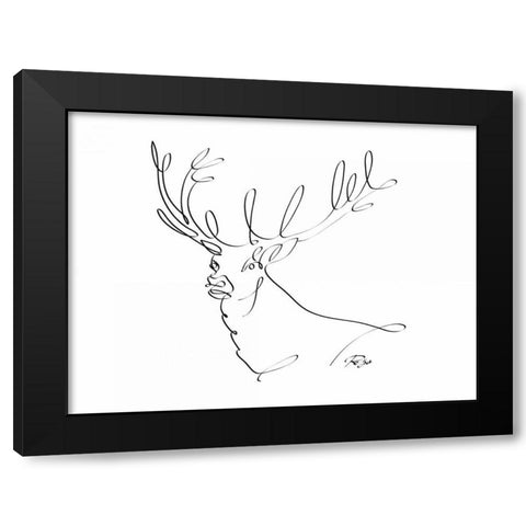 Deer Black Modern Wood Framed Art Print by Mahdavi, Gholam Reza