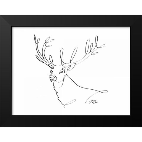Deer Black Modern Wood Framed Art Print by Mahdavi, Gholam Reza