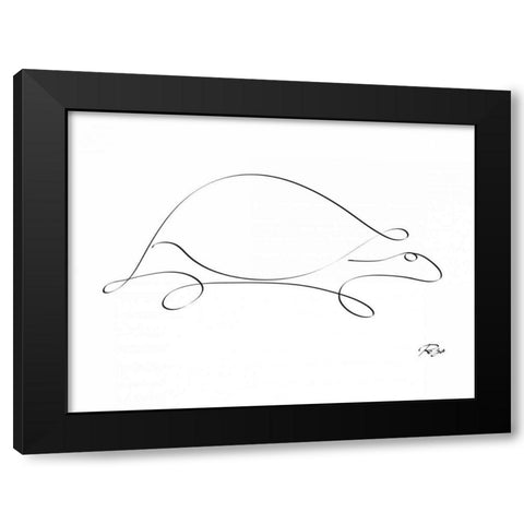 Turtle Black Modern Wood Framed Art Print by Mahdavi, Gholam Reza