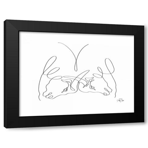 Bulls Black Modern Wood Framed Art Print by Mahdavi, Gholam Reza