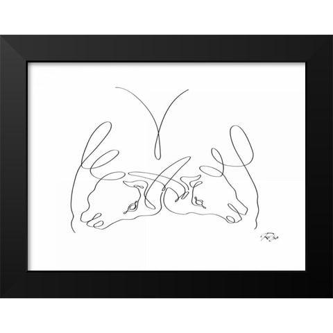 Bulls Black Modern Wood Framed Art Print by Mahdavi, Gholam Reza