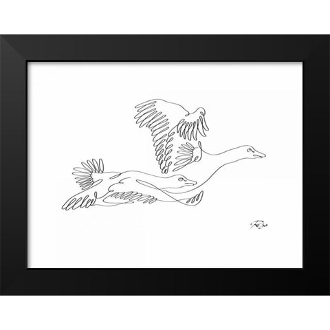 Geese Black Modern Wood Framed Art Print by Mahdavi, Gholam Reza