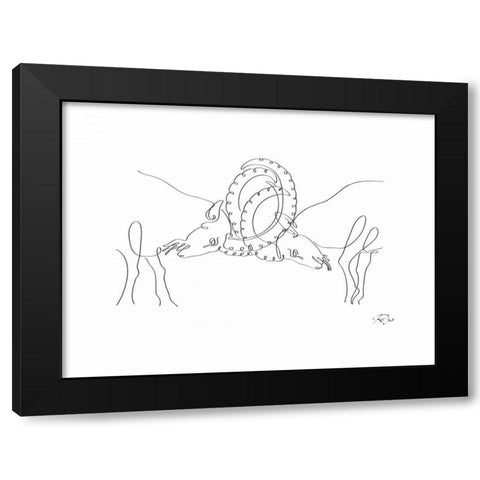 Capricorn Black Modern Wood Framed Art Print by Mahdavi, Gholam Reza