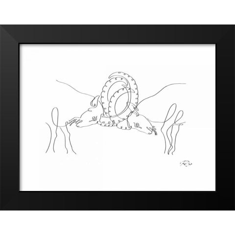 Capricorn Black Modern Wood Framed Art Print by Mahdavi, Gholam Reza