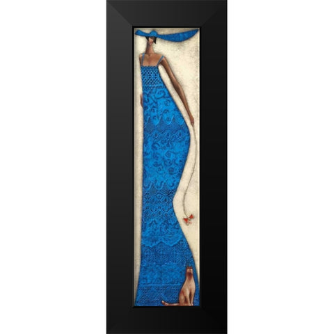 Lady in blue Black Modern Wood Framed Art Print by Tsantekidou, Rose