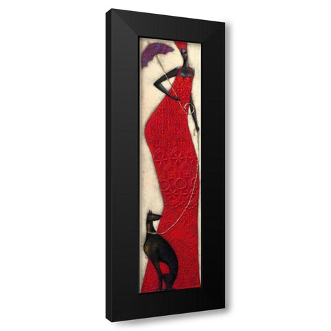 Lady in red Black Modern Wood Framed Art Print with Double Matting by Tsantekidou, Rose