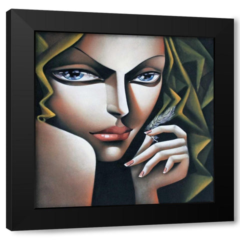 Flaum Black Modern Wood Framed Art Print by Tsantekidou, Rose