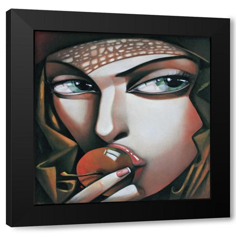 Versuchung Black Modern Wood Framed Art Print with Double Matting by Tsantekidou, Rose