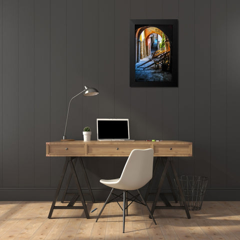 Marktkarren Black Modern Wood Framed Art Print by Greiling, Jurgen
