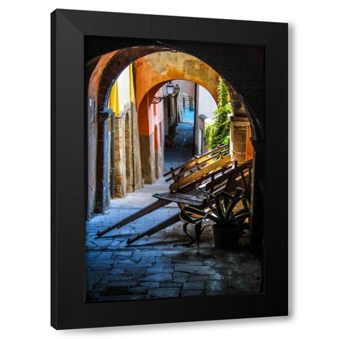 Marktkarren Black Modern Wood Framed Art Print by Greiling, Jurgen