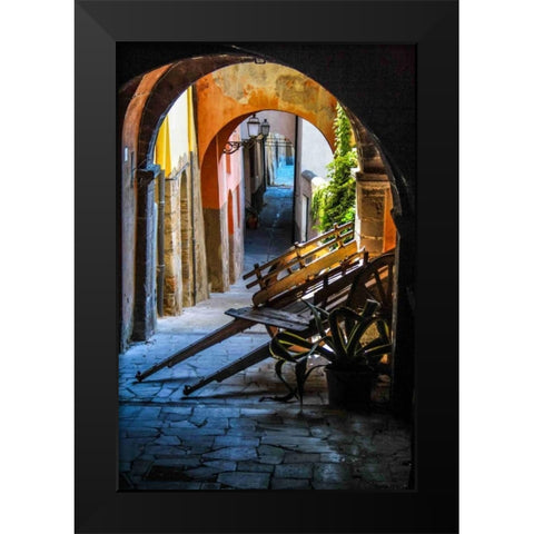 Marktkarren Black Modern Wood Framed Art Print by Greiling, Jurgen