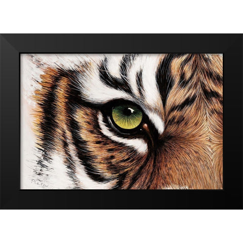 Tiger Augenblick Black Modern Wood Framed Art Print by Plath, Jutta