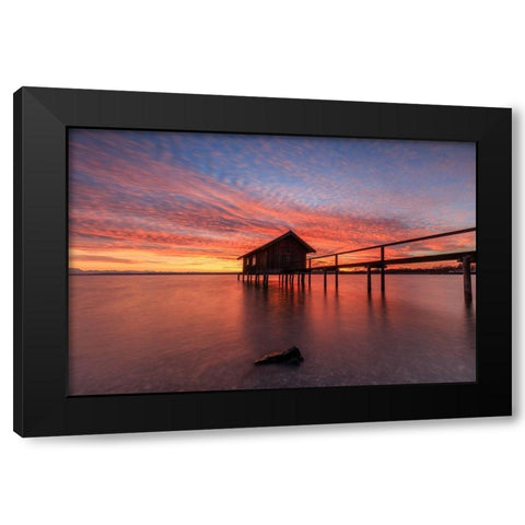 Sonnenuntergang am Ammersee Black Modern Wood Framed Art Print by Scholz, Markus