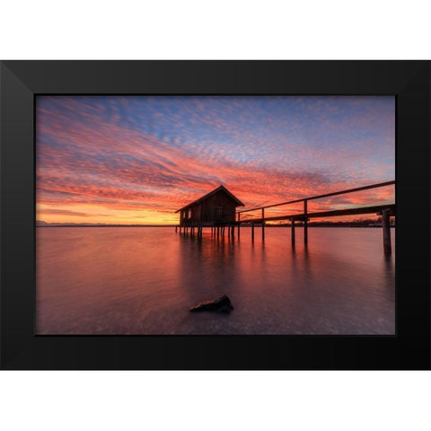 Sonnenuntergang am Ammersee Black Modern Wood Framed Art Print by Scholz, Markus
