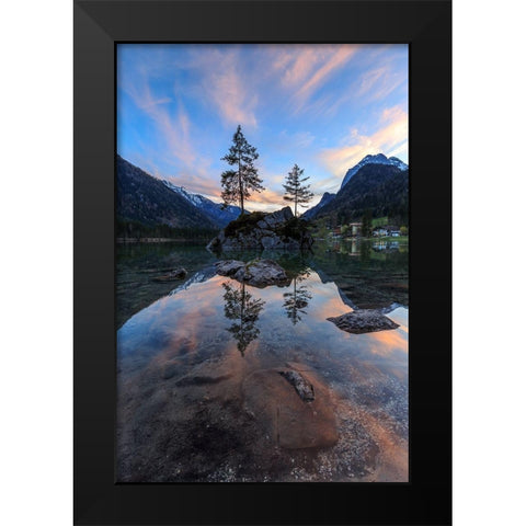 Abend am Hintersee Black Modern Wood Framed Art Print by Scholz, Markus