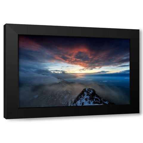 Sonnenuntergang am Herzogstand Black Modern Wood Framed Art Print with Double Matting by Scholz, Markus