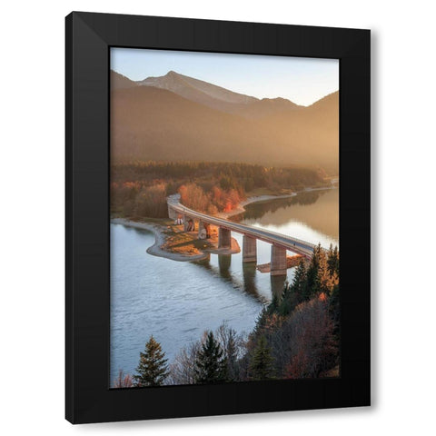 Sylvensteinspeicher im Herbst Black Modern Wood Framed Art Print with Double Matting by Scholz, Markus
