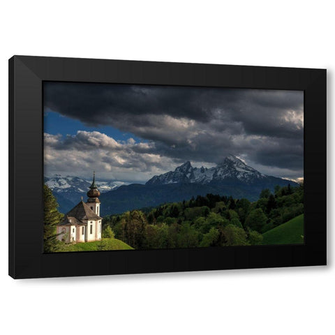 Maria Gern und Watzmann Black Modern Wood Framed Art Print by Scholz, Markus