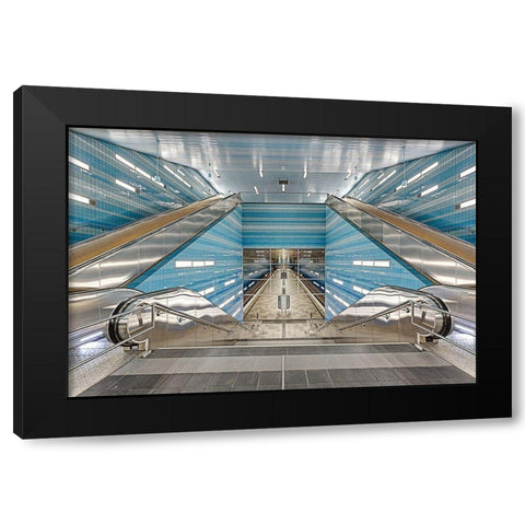 Ãœberseequartier No. 1 Black Modern Wood Framed Art Print with Double Matting by Belhadi, Michael