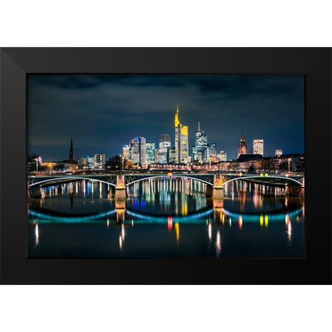 Frankfurt - Skyline Black Modern Wood Framed Art Print by Abid, Michael