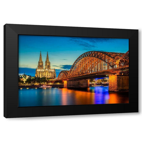 KÃ¶ln - Dom Sunset Black Modern Wood Framed Art Print by Abid, Michael
