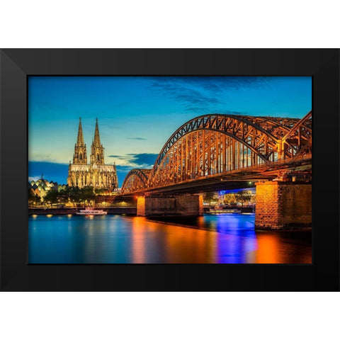 KÃ¶ln - Dom Sunset Black Modern Wood Framed Art Print by Abid, Michael
