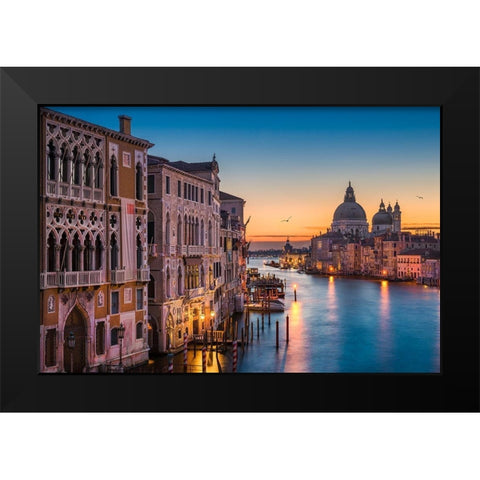 Sunrise at the Grand Canal Black Modern Wood Framed Art Print by Abid, Michael