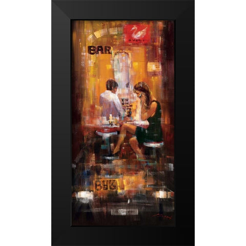 Bar Scene II Black Modern Wood Framed Art Print by Madjid